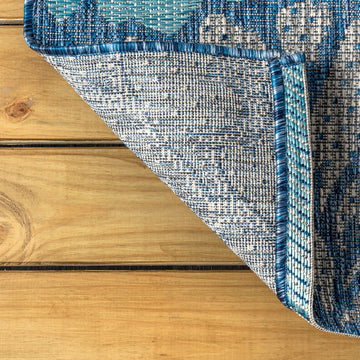 Zinnia Modern Floral Textured Weave Indoor/outdoor Round Rug